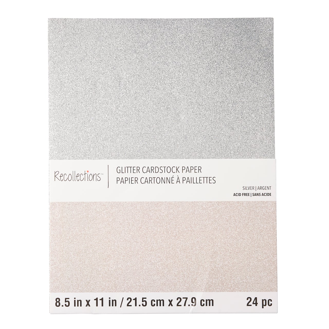 Silver Glitter 8.5" x 11" Cardstock Paper by Recollections™, 24 Sheets